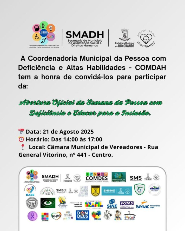Rio Grande inicia semana municipal da pessoa com deficiência com programação de conscientização